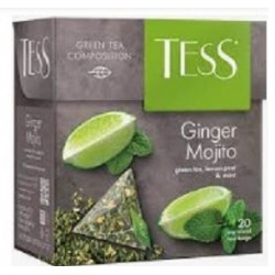 Чай зелёный "Tess Ginger Mojito", ароматизированный- мохито, с лимоном, мятой и имбирём